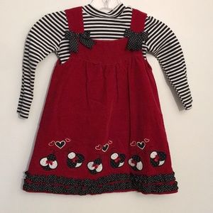 WonderKids Ladybugs 100% Top and Jumper Dress: Size 5T